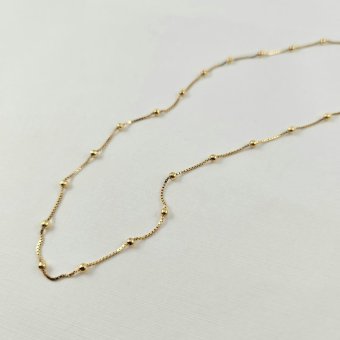 Κολιέ αλυσίδα με χρυσές σφαίρες - ΚΙΤΡΙΝΟ, ΑΣΗΜΙ - 1