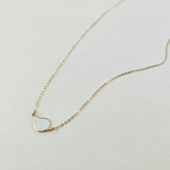 Κολιέ αλυσίδα χρυσή με μενταγιόν με Φίλντισι - ΚΙΤΡΙΝΟ, ΧΡΥΣΟΣ K14, MOTHER OF PEARL, WHITE - 1