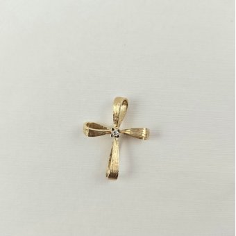 Σταυρός χρυσός με λευκό Ζιργκον - ΚΙΤΡΙΝΟ, ΧΡΥΣΟΣ K14, ΖΙΡΓΚΟΝ, WHITE