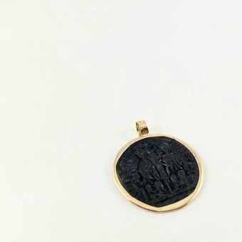 Μενταγιόν Κωνσταντινάτο χρυσό δίχρωμο - ΚΙΤΡΙΝΟ, ΧΡΥΣΟΣ Κ14 & ΧΑΛΚΟΣ