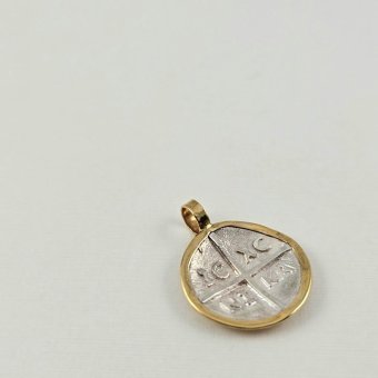 Μενταγιόν Κωνσταντινάτο χρυσό & ασήμι - ΚΙΤΡΙΝΟ-ΛΕΥΚΟ, ΧΡΥΣΟΣ Κ14 & ΑΣΗΜΙ