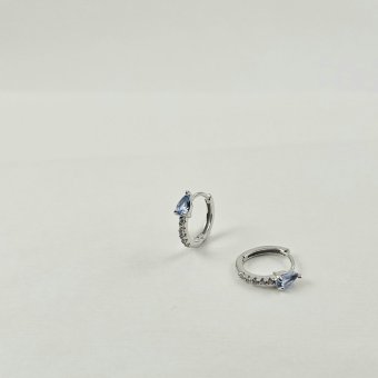 Σκουλαρίκια κρίκοι με λευκά & γαλάζιο Ζιργκον - ΛΕΥΚΟ, ΑΣΗΜΙ, ΖΙΡΓΚΟΝ, LIGHT BLUE, ΖΙΡΓΚΟΝ, WHITE