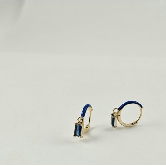 Σκουλαρίκια κρίκοι με Μπλε Ζιργκον & Σμάλτο - ΚΙΤΡΙΝΟ, ΑΣΗΜΙ, ΖΙΡΓΚΟΝ, BLUE, ΣΜΑΛΤΟ, BLUE