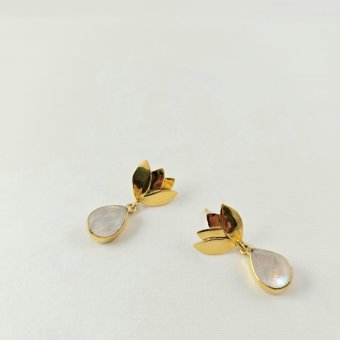 Σκουλαρίκια κρεμαστά με Φεγγαρόπετρα - ΚΙΤΡΙΝΟ, ΑΣΗΜΙ, ΦΕΓΓΑΡΟΠΕΤΡΑ, WHITE