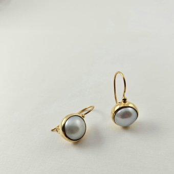 Σκουλαρίκια κρεμαστά με Μαργαριτάρια - ΚΙΤΡΙΝΟ, ΑΣΗΜΙ, ΜΑΡΓΑΡΙΤΑΡΙ, WHITE