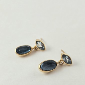 Σκουλαρίκια κρεμαστά με Τοπάζι - ΚΙΤΡΙΝΟ, ΑΣΗΜΙ, ΤΟΠΑΖΙ, BLUE