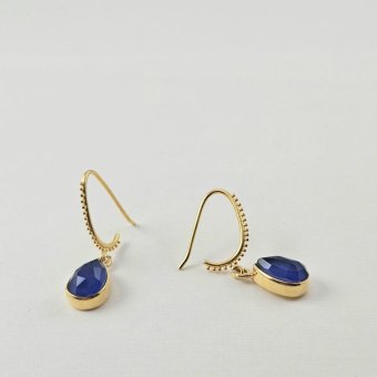 Σκουλαρίκια κρεμαστά με Λάπις - ΚΙΤΡΙΝΟ, ΑΣΗΜΙ, ΛΑΠΙΣ ΛΑΖΟΥΛΙ, BLUE