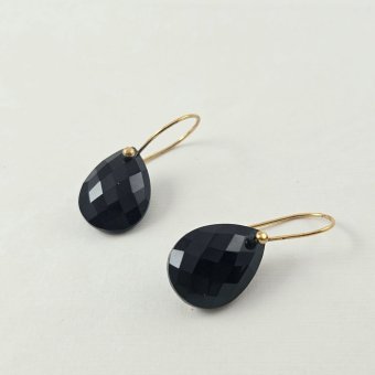 Σκουλαρίκια κρεμαστά με μαύρο Όνυχα - ΚΙΤΡΙΝΟ, ΑΣΗΜΙ, ΟΝΥΧΑΣ, BLACK