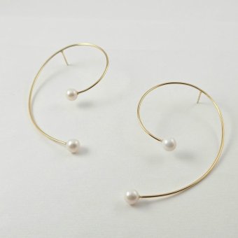 Σκουλαρίκια κρεμαστά μοντέρνα με Μαργαριτάρι - ΚΙΤΡΙΝΟ, ΑΣΗΜΙ, ΜΑΡΓΑΡΙΤΑΡΙ, WHITE