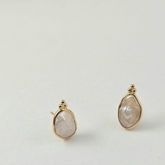 Σκουλαρίκια κολλητά με Μαργαριτάρι μπαρόκ - ΚΙΤΡΙΝΟ, ΑΣΗΜΙ, ΜΑΡΓΑΡΙΤΑΡΙ, WHITE