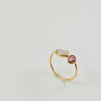 Δαχτυλίδι με Τουρμανίνη & Κουάρτζ - ΚΙΤΡΙΝΟ, ΑΣΗΜΙ, ΤΟΥΡΜΑΛΙΝΗ, PINK, ΚΟΥΑΡΤΖ, WHITE