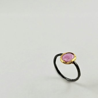 Δαχτυλίδι με Ρουμπελίτη - ΚΙΤΡΙΝΟ-ΜΑΥΡΟ, ΑΣΗΜΙ, ΡΟΔΑΛΙΤΗΣ, PINK