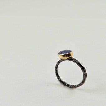 Δαχτυλίδι με Τανζανίτη - ΚΙΤΡΙΝΟ-ΜΑΥΡΟ, ΑΣΗΜΙ, ΤΑΝΖΑΝΙΤΗΣ, GREY-BLUE