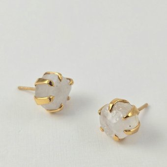 Σκουλαρίκια κολλητά με Φεγγαρόπετρα - ΚΙΤΡΙΝΟ, ΑΣΗΜΙ, ΦΕΓΓΑΡΟΠΕΤΡΑ, WHITE