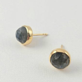 Σκουλαρίκια κολλητά με Λαμπραδορίτη - ΚΙΤΡΙΝΟ, ΑΣΗΜΙ, ΛΑΜΠΡΑΝΤΟΡΙΤΗΣ, GREY