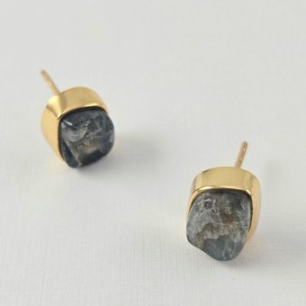 Σκουλαρίκια κολλητά με Λαμπραδορίτη - ΚΙΤΡΙΝΟ, ΑΣΗΜΙ, ΛΑΜΠΡΑΝΤΟΡΙΤΗΣ, GREY