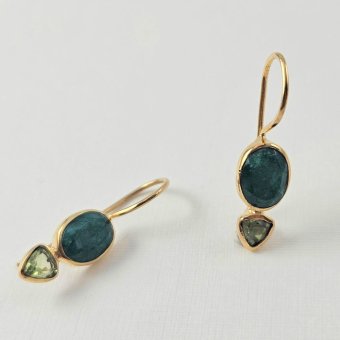 Σκουλαρίκια κρεμαστά με Σμαράγδι και Περίδοτο - ΚΙΤΡΙΝΟ, ΑΣΗΜΙ, ΣΜΑΡΑΓΔΙ, GREEN , PERIDOT, GREEN 