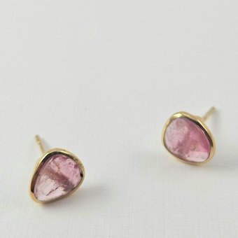 Σκουλαρίκια κολλητά με Τουρμαλίνη - ΚΙΤΡΙΝΟ, ΑΣΗΜΙ, ΤΟΥΡΜΑΛΙΝΗ, PINK