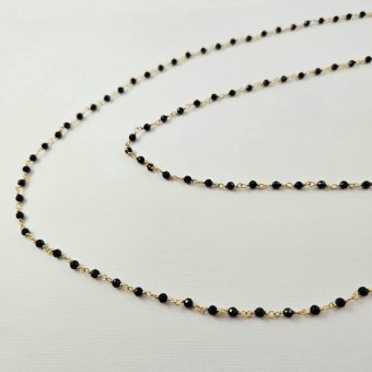 Κολιέ ροζάριο με μαύρο Όνυχα - ΚΙΤΡΙΝΟ, ΑΣΗΜΙ, ΟΝΥΧΑΣ, BLACK