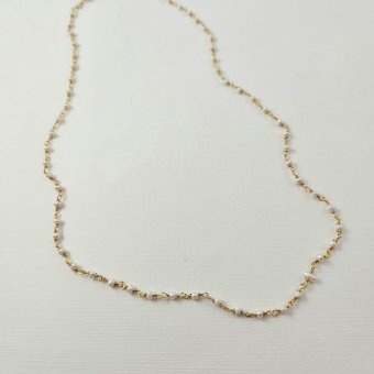 Κολιέ ροζάριο με Μαργαριτάρια - ΚΙΤΡΙΝΟ, ΑΣΗΜΙ, ΜΑΡΓΑΡΙΤΑΡΙ, WHITE