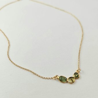 Κολιέ αλυσίδα με μενταγιόν με Τουρμαλίνη - ΚΙΤΡΙΝΟ, ΑΣΗΜΙ, ΤΟΥΡΜΑΛΙΝΗ, GREEN 