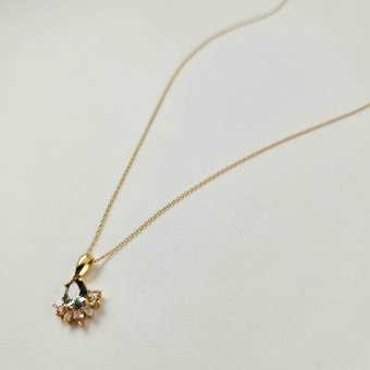 Κολιέ αλυσίδα με μενταγιόν με Τουρμαλίνη - ΚΙΤΡΙΝΟ, ΑΣΗΜΙ, ΤΟΥΡΜΑΛΙΝΗ, GREEN 