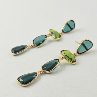 Σκουλαρίκια κρεμαστά με Τουρμαλίνη & Περίδοτο - ΚΙΤΡΙΝΟ, ΑΣΗΜΙ, PERIDOT, GREEN , ΤΟΥΡΜΑΛΙΝΗ, GREEN 
