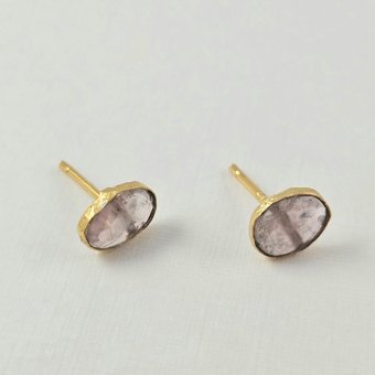 Σκουλαρίκια κολλητά με Τουρμαλίνη - ΚΙΤΡΙΝΟ, ΑΣΗΜΙ, ΤΟΥΡΜΑΛΙΝΗ, PINK