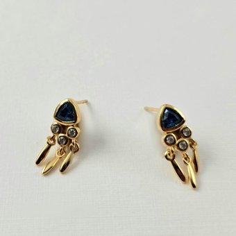 Σκουλαρίκια κολλητά με London Topaz - ΚΙΤΡΙΝΟ, ΑΣΗΜΙ, ΤΟΠΑΖΙ, BLUE, ΖΙΡΓΚΟΝ, WHITE