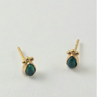 Σκουλαρίκια κολλητά με Τουρμαλίνη - ΚΙΤΡΙΝΟ, ΑΣΗΜΙ, ΤΟΥΡΜΑΛΙΝΗ, GREEN 