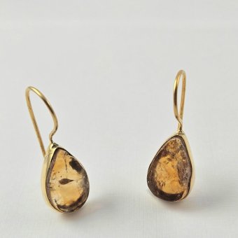 Σκουλαρίκια κρεμαστά με Σιτρίν - ΚΙΤΡΙΝΟ, ΑΣΗΜΙ, ΣΙΤΡΙΝ, HONEY