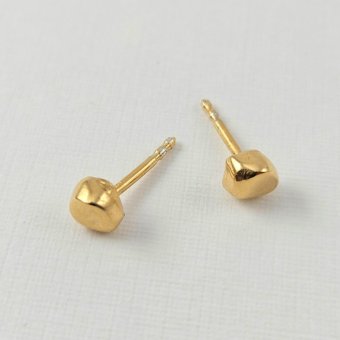 Σκουλαρίκια κολλητά ακανόνιστα - ΚΙΤΡΙΝΟ, ΑΣΗΜΙ - 1