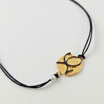 Βραχιόλι γούρι 2026 με Μαργαριτάρι - ΚΙΤΡΙΝΟ-ΜΑΥΡΟ, ΑΣΗΜΙ, ΜΑΡΓΑΡΙΤΑΡΙ, WHITE