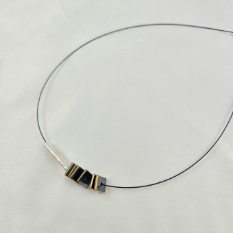 Κολιέ με Μαργαριτάρι & Αιματίτη - ΚΙΤΡΙΝΟ, ΑΣΗΜΙ, ΜΑΡΓΑΡΙΤΑΡΙ, WHITE, ΑΙΜΑΤΙΤΗΣ, BLACK