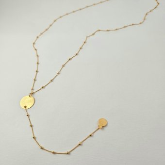 Κολιέ μακρύ σε στυλ ροζάριο - ΚΙΤΡΙΝΟ, ΑΣΗΜΙ