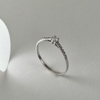 Δαχτυλίδι μονόπετρο λευκόχρυσο με Ζιργκόν - ΛΕΥΚΟ, ΧΡΥΣΟΣ K14, ΖΙΡΓΚΟΝ, WHITE